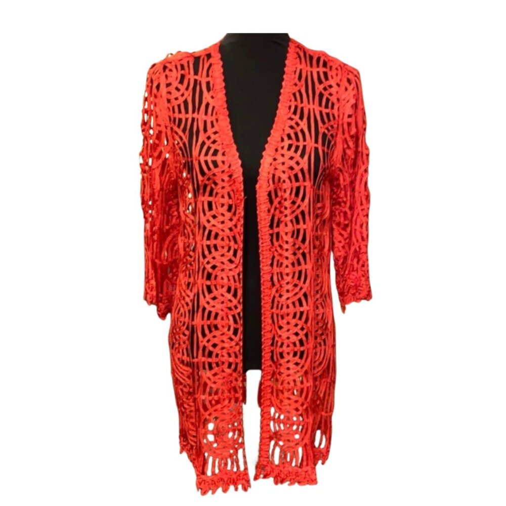 Chico's Coral Soutache Duster/Jacket - Size 1
